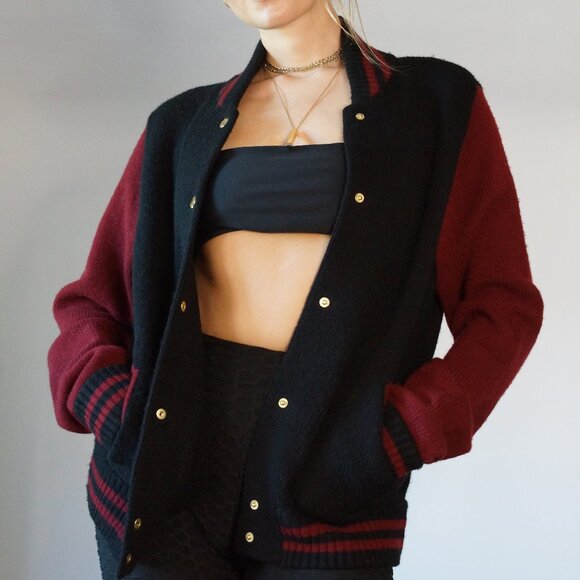 NWT Marc Jacobs Women's Varsity Cashmere Blend Bomber Sweater, Sz Small - Picture 1 of 14